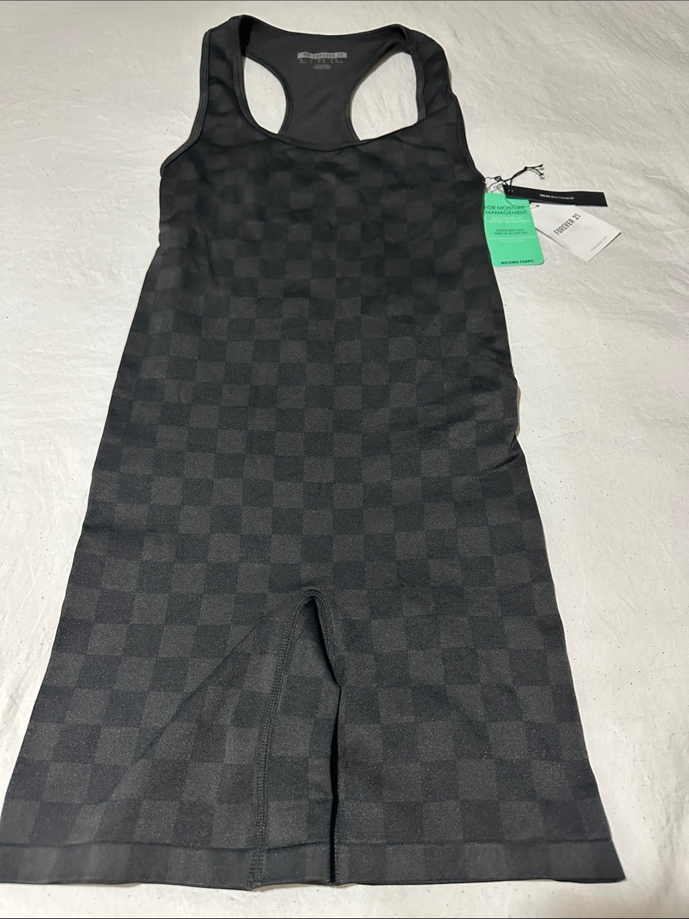 Forever 21 Juniors Black Checkerboard Racerback One-Piece Workout Romper